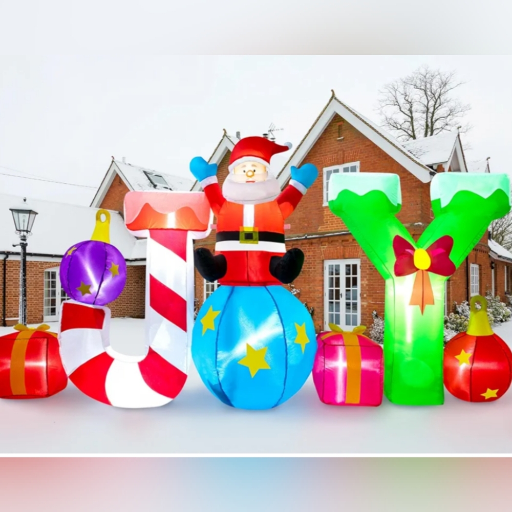 Inflatable Christmas yard sign Santa joy